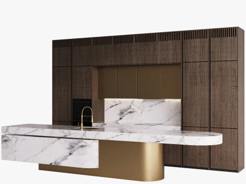 Modern Kitchen with Island 10 3D Model