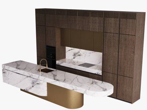 Modern Kitchen with Island 10 3D-Modell