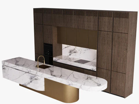 Modern Kitchen with Island 10 3D Model