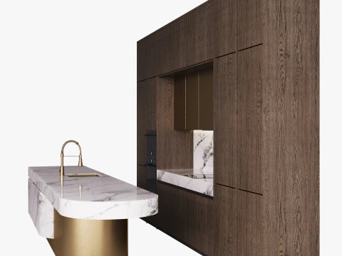 Modern Kitchen with Island 10 3D Model