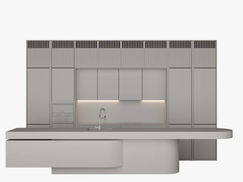 Modern Kitchen with Island 10 3D Model
