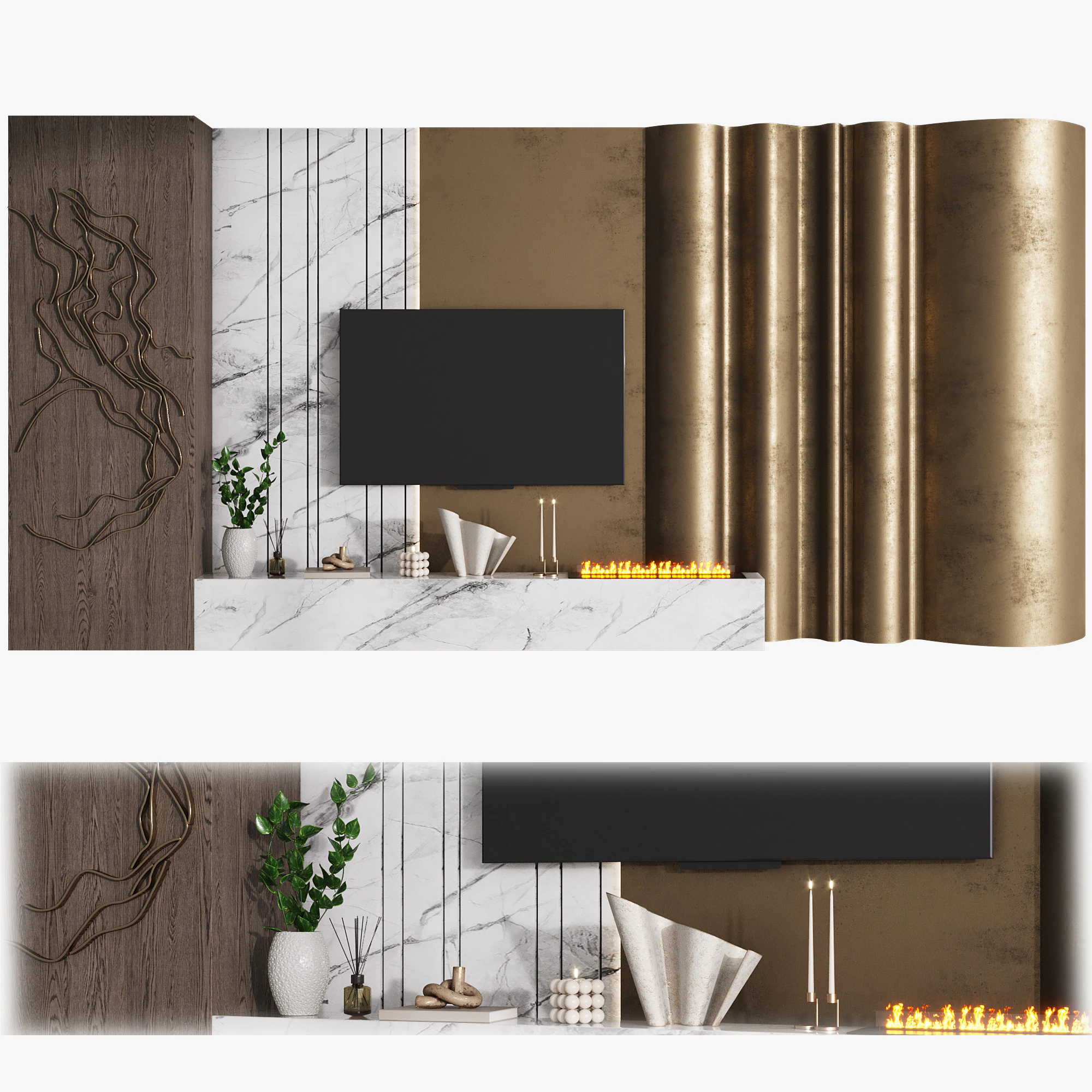 TV-muur 9 3D Model .c4d .max .obj .3ds .fbx .stl .blend 