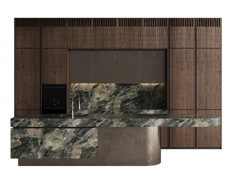 Cozinha Moderna com Ilha Modelo 3D