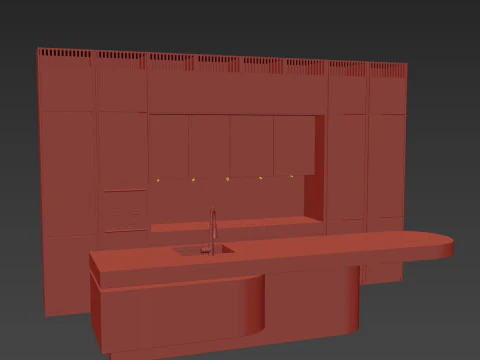 Modern Kitchen with Island 3D Model