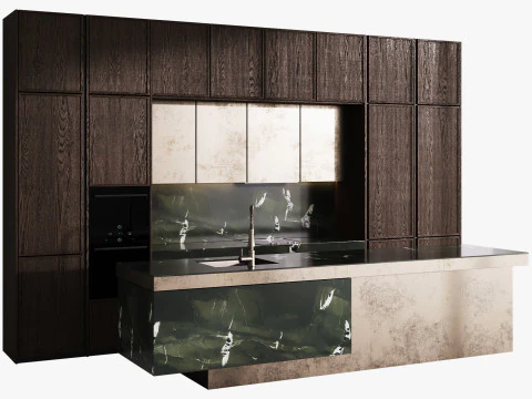 Modern Kitchen with Island 3D Model