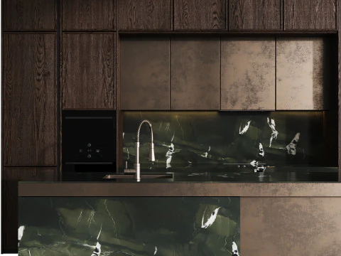 Modern Kitchen with Island 3D Model
