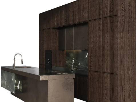Modern Kitchen with Island 3D Model