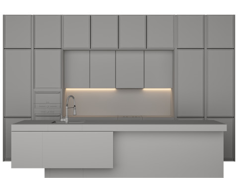 Modern Kitchen with Island 3D 模型
