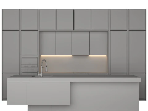 Modern Kitchen with Island 3D Model