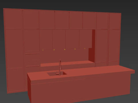 Modern Kitchen with Island 3D Model