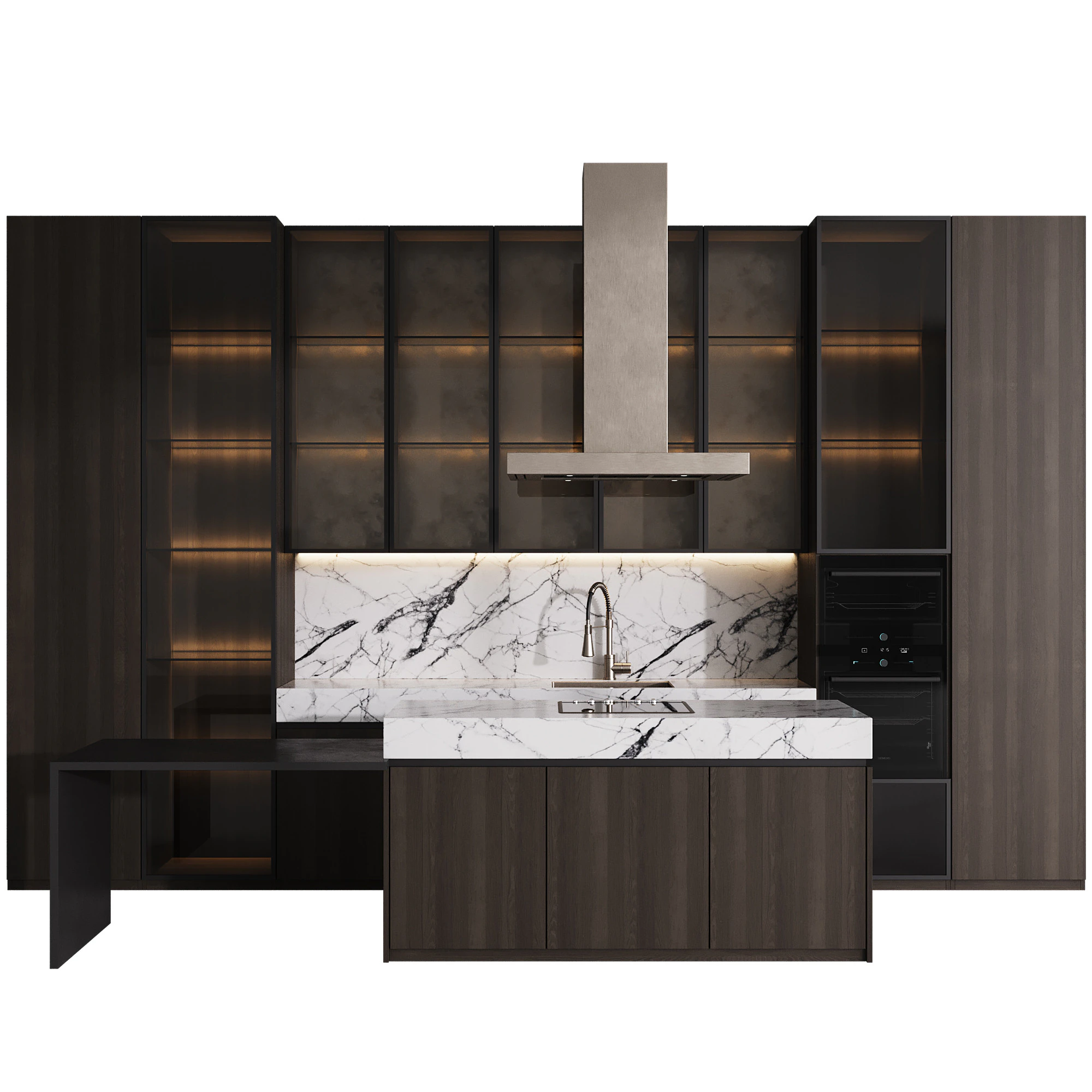 Modern Kitchen with Island 12 3D Model .c4d .max .obj .3ds .fbx .stl .blend