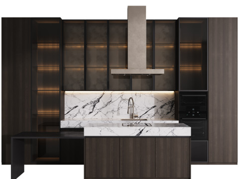 Modern Kitchen with Island 12 3D Модель