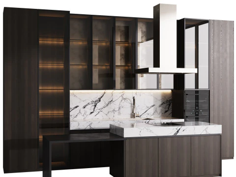 Modern Kitchen with Island 12 3D Model