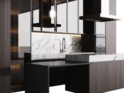 Modern Kitchen with Island 12 3D Model