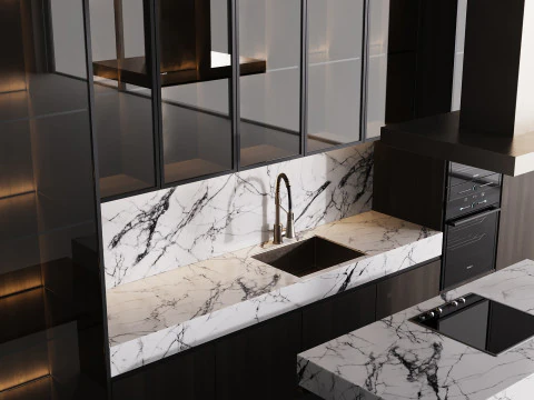 Modern Kitchen with Island 12 3D Model