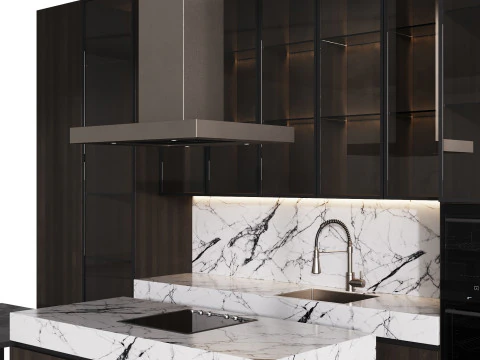Modern Kitchen with Island 12 3D Model