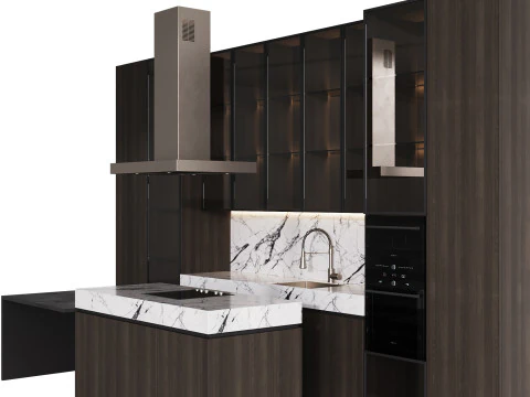Modern Kitchen with Island 12 3D Model