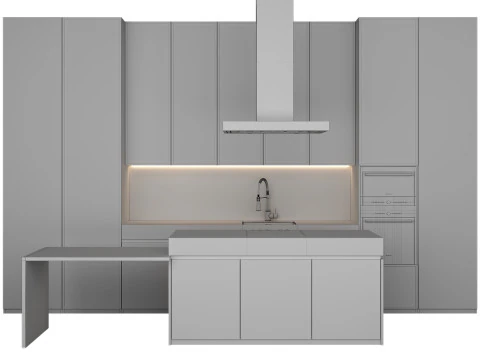 Modern Kitchen with Island 12 3D Model