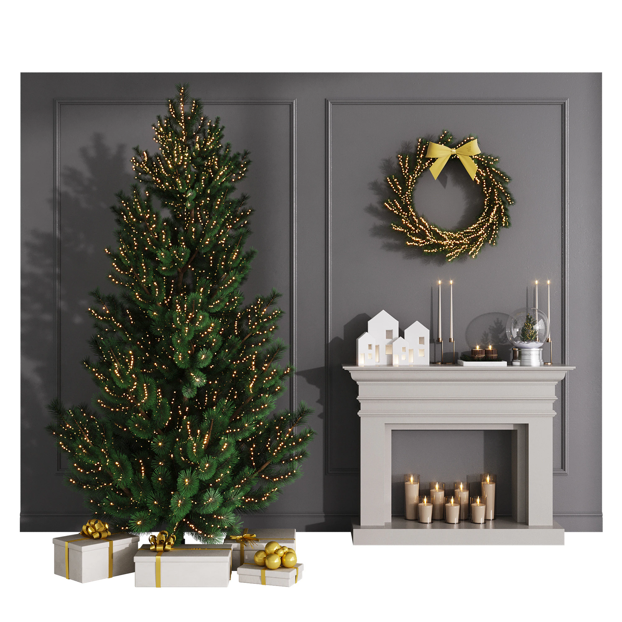 Christmas Decor - New Year Tree 2 3D Model .c4d .max .obj .3ds .fbx .stl .blend