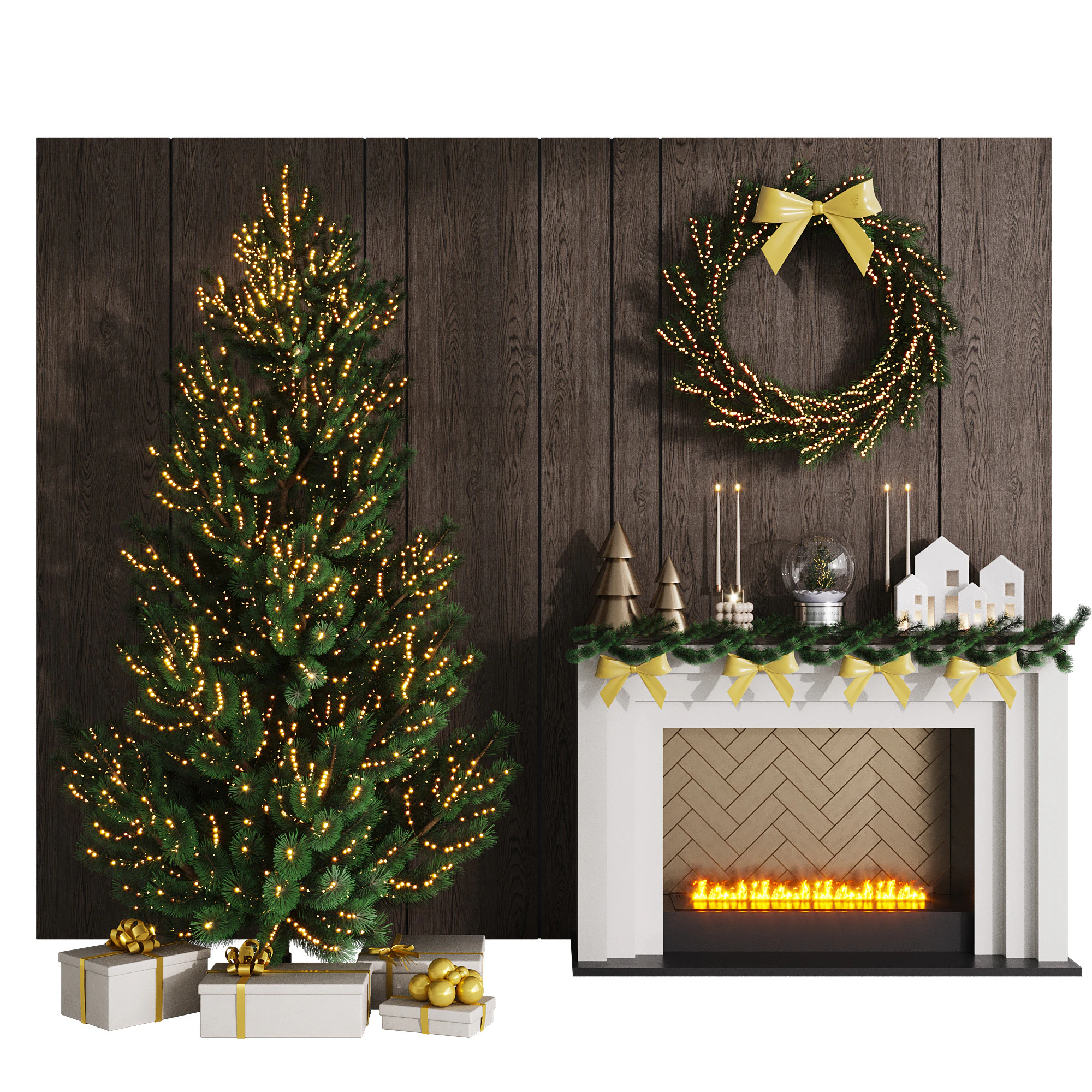 Christmas Decor - New Year Tree 3 3D Model .c4d .max .obj .3ds .fbx .stl .blend