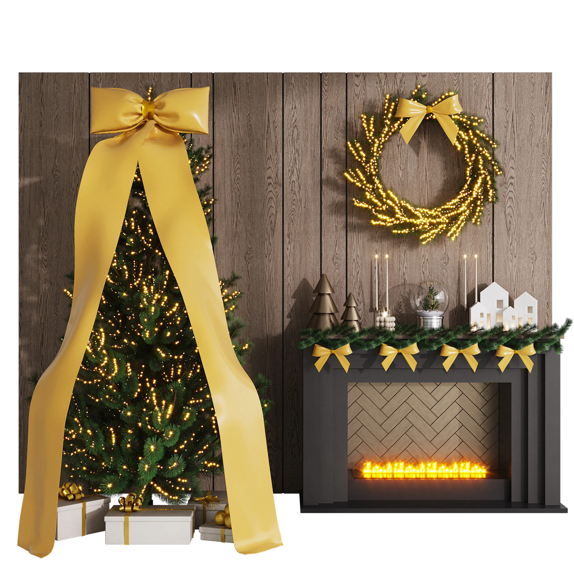 クリスマスの装飾 - 新年ツリー 4 3Dモデル .c4d .max .obj .3ds .fbx .stl .blend 