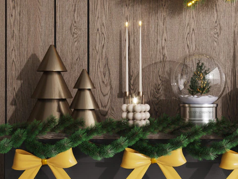 クリスマスの装飾 - 新年ツリー 4 3Dモデル