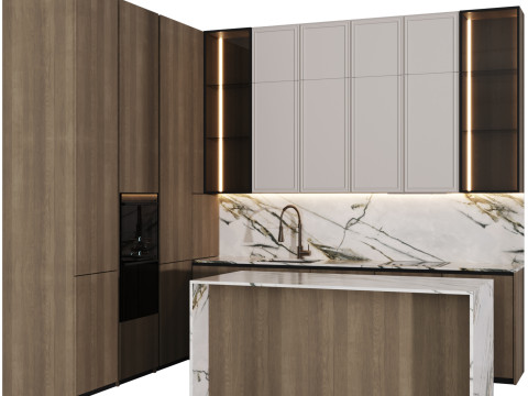 Modern Kitchen with Island 13 3D Modell