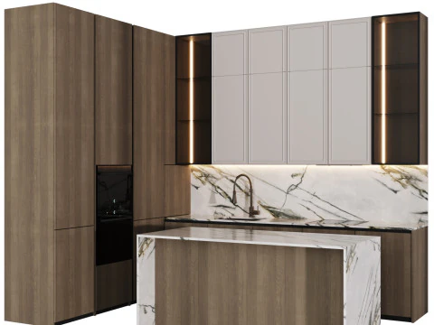 Modern Kitchen with Island 13 3D Model