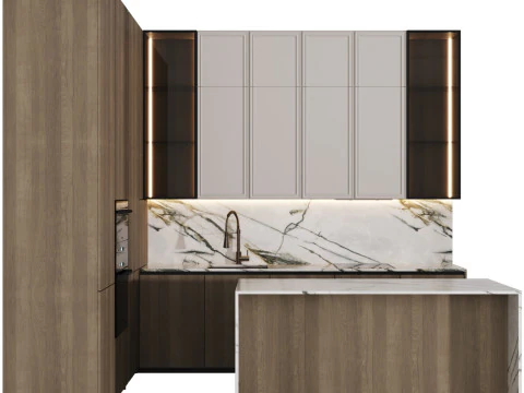 Modern Kitchen with Island 13 3D Model