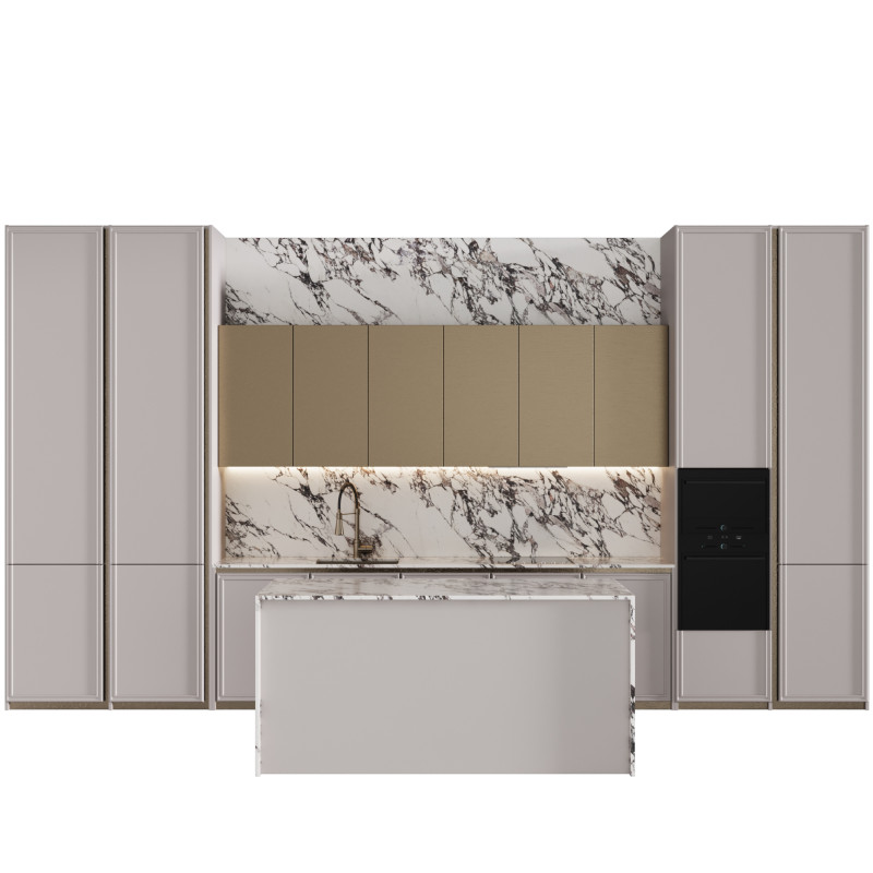 द्वीप 14 के साथ आधुनिक रसोई 3D मॉडल .c4d .max .obj .3ds .fbx .stl .blend