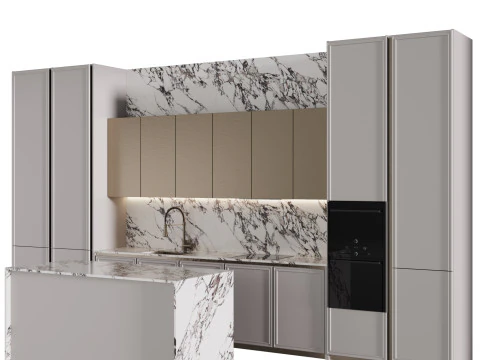 Cucina moderna con isola 14 Modello 3D