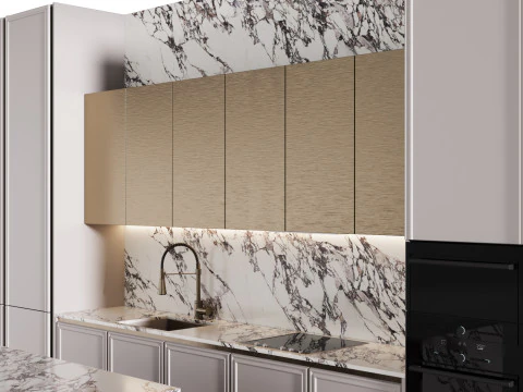 Cucina moderna con isola 14 Modello 3D