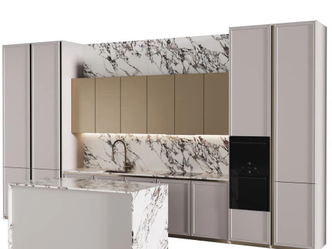 Cucina moderna con isola 14 Modello 3D