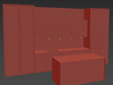 Cucina moderna con isola 14 Modello 3D