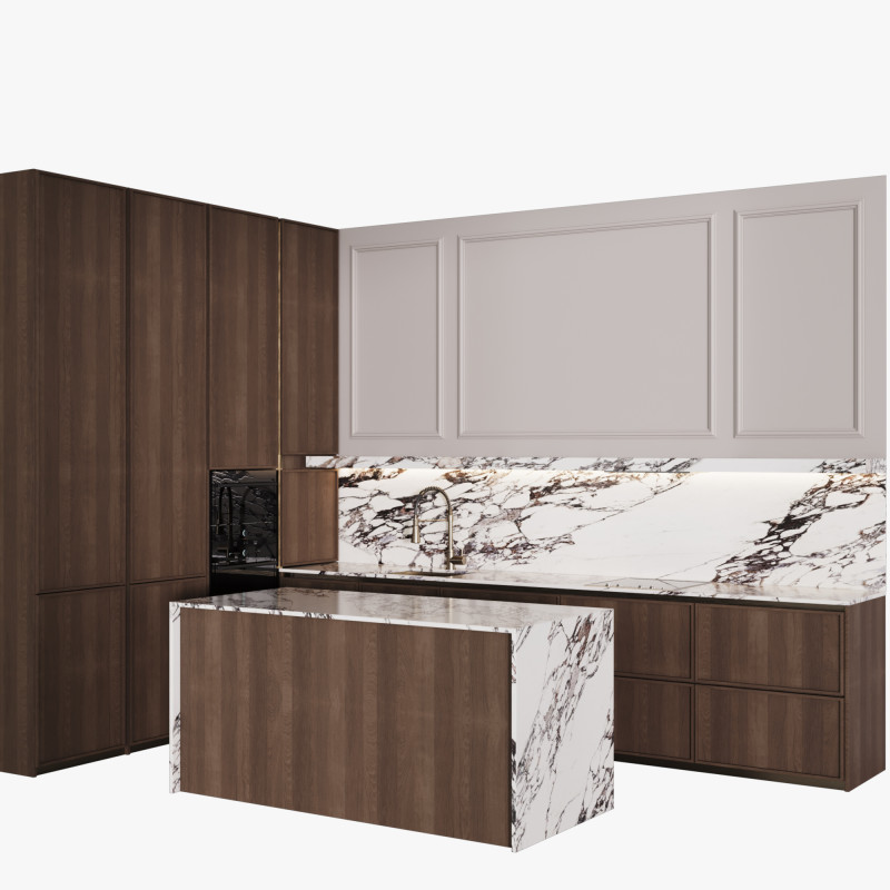 द्वीप 15 के साथ आधुनिक रसोई 3D मॉडल .c4d .max .obj .3ds .fbx .stl .blend