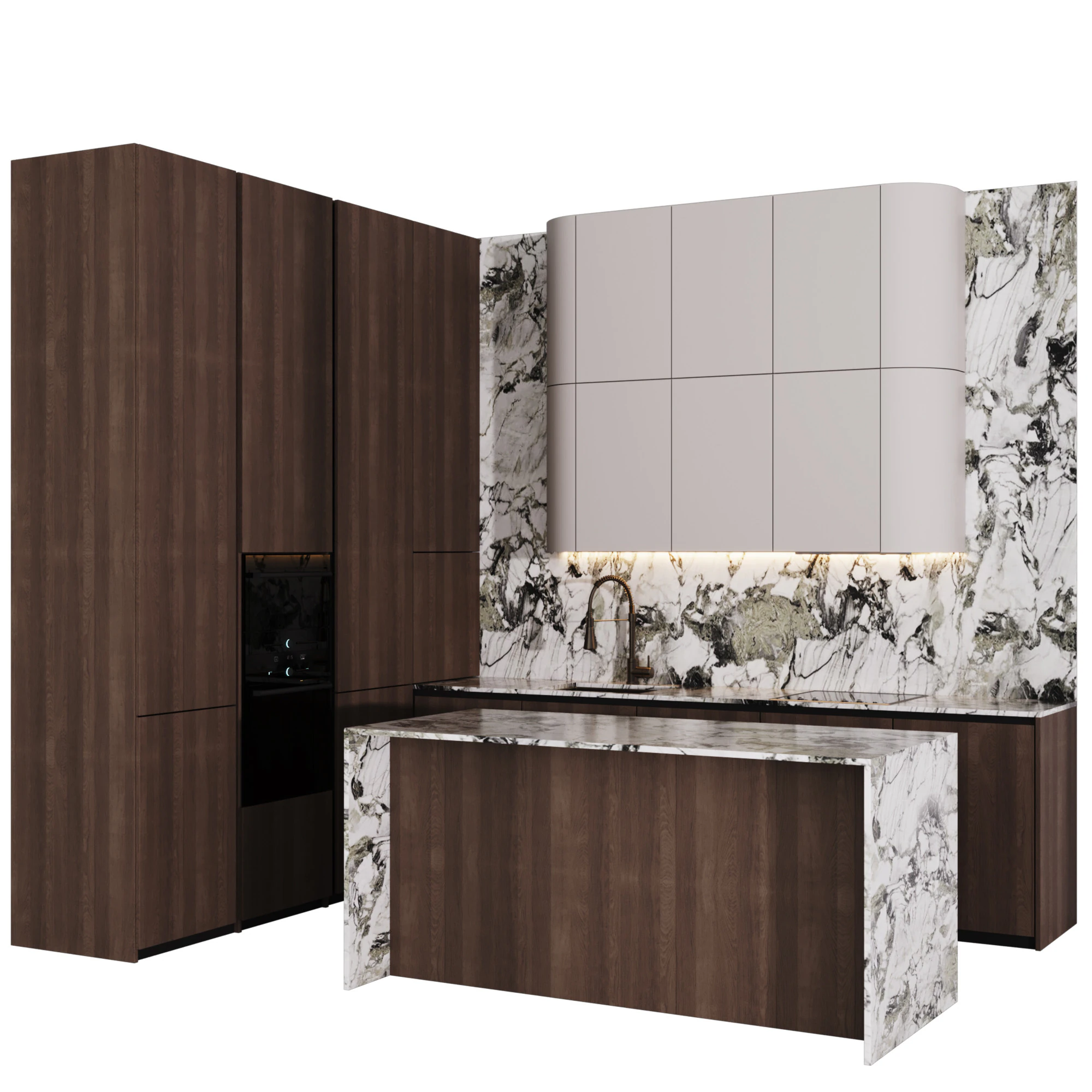 Modern Kitchen with Island 16 3D Model .c4d .max .obj .3ds .fbx .stl .blend 