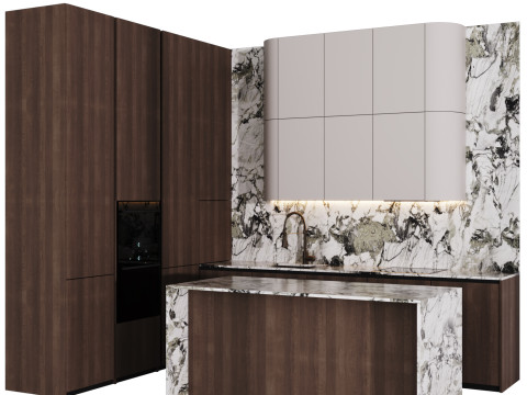 Cocina Moderna con Isla 16 Modelo 3D