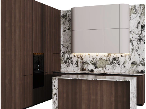 Modern Kitchen with Island 16 3D Model