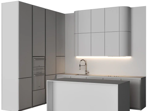 Modern Kitchen with Island 16 3D Model
