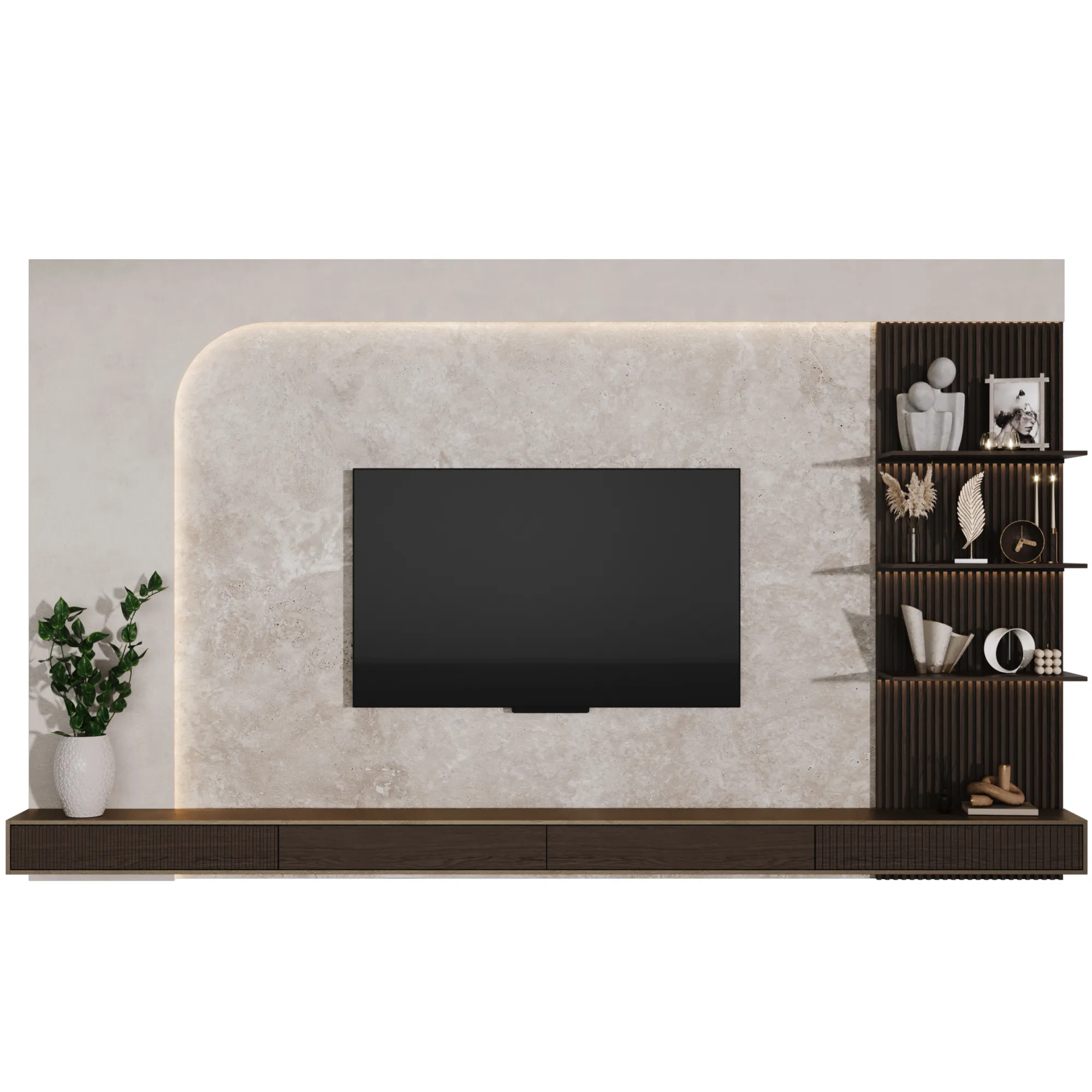 TV wall 12 3D Model .c4d .max .obj .3ds .fbx .stl .blend