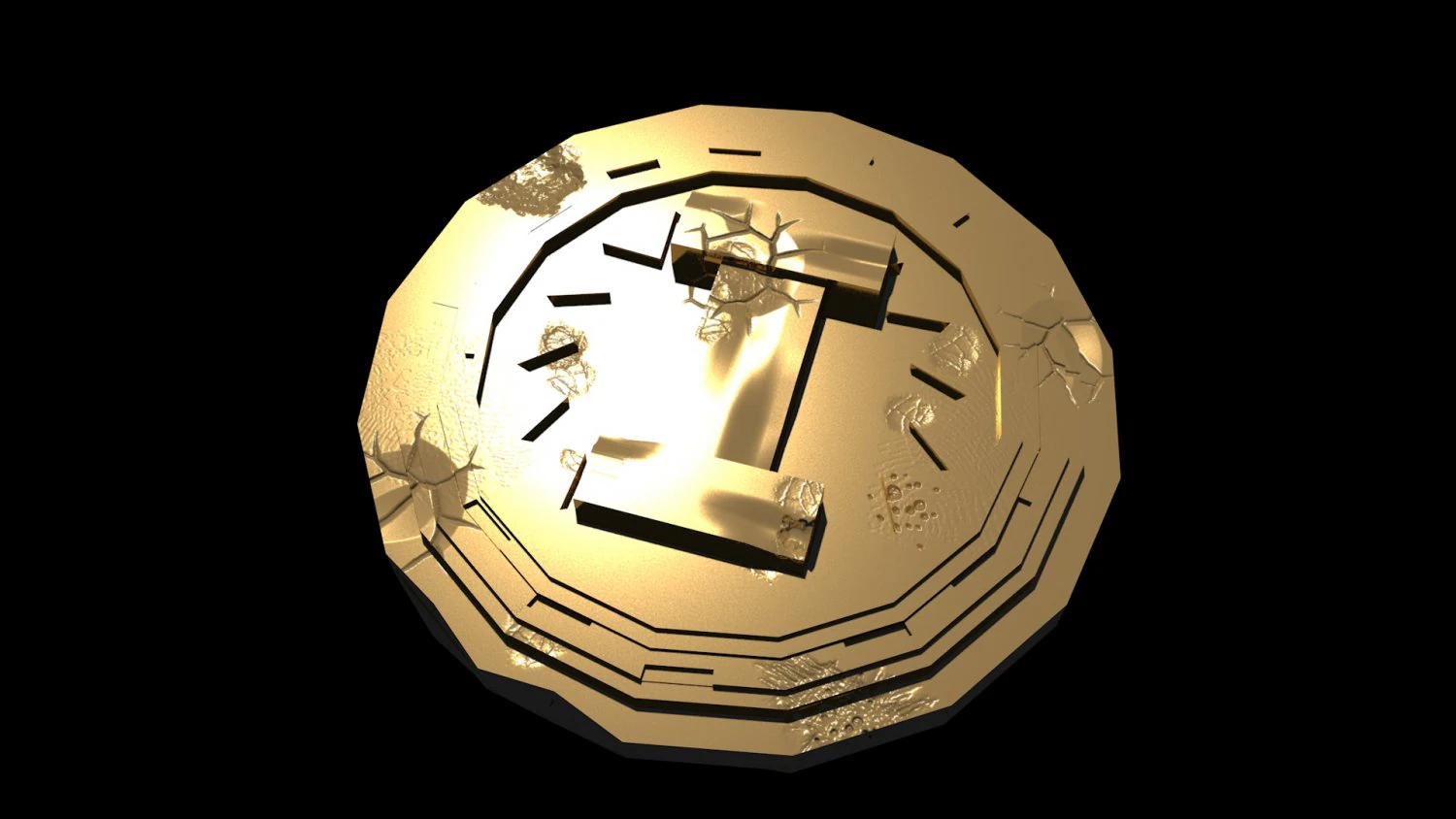 Gold Coin Low-Poly Model Low-poly 3D Model .c4d .max .obj .3ds .fbx .stl .blend 
