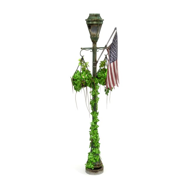 Overgrown Lamp Post 4B 3D Model .c4d .max .obj .3ds .fbx .stl .blend 