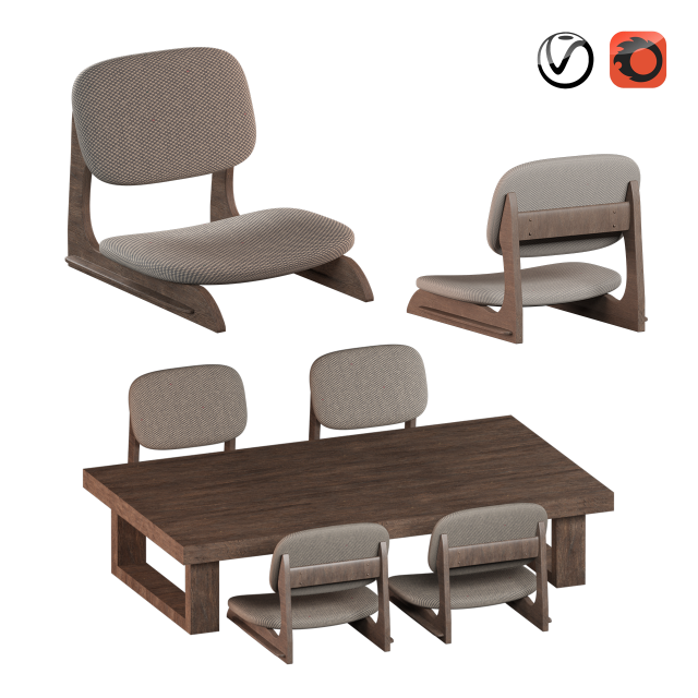 Japanese dining Set Modèle 3D .c4d .max .obj .3ds .fbx .stl .blend 
