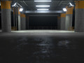 Underground Sci Fi Concrete Cement Background Dark Reflective Showroom Parking Modern 3D Models