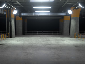 Underground Sci Fi Concrete Cement Background Dark Reflective Showroom Parking Modern 3Dモデル