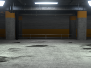 Underground Sci Fi Concrete Cement Background Dark Reflective Showroom Parking Modern 3Dモデル