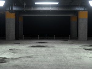 Underground Sci Fi Concrete Cement Background Dark Reflective Showroom Parking Modern 3Dモデル