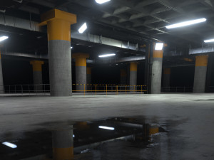 Underground Sci Fi Concrete Cement Background Dark Reflective Showroom Parking Modern 3Dモデル