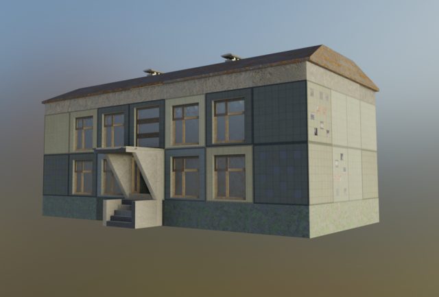 Post-apocalypse Soviet house 3D Модель .c4d .max .obj .3ds .fbx .stl .blend 