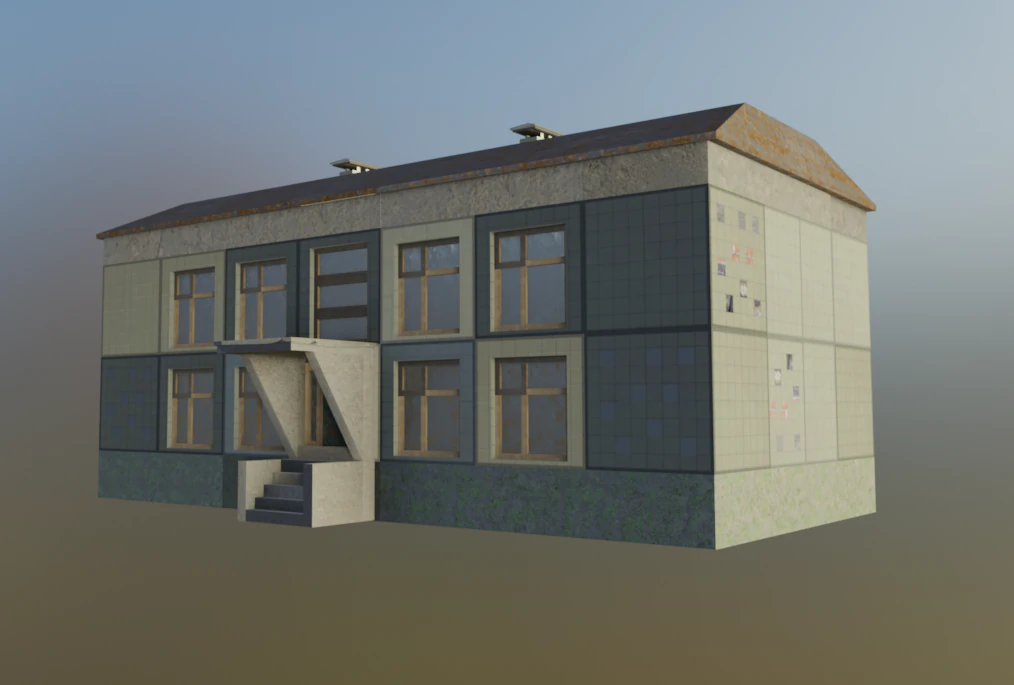 Post-apocalypse Soviet house 3D Model .c4d .max .obj .3ds .fbx .stl .blend